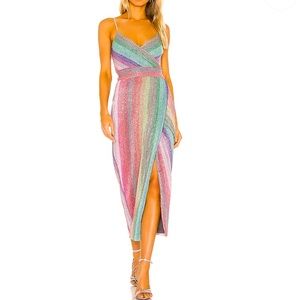 NEVER WORN - SAYLOR MEGHAN MIDI RAINBOW DRESS